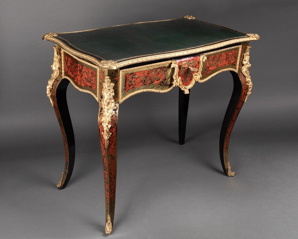 Bureau Décoré de Bronze Doré Napoléon  III, Style Boulle, 19e Siècle, France