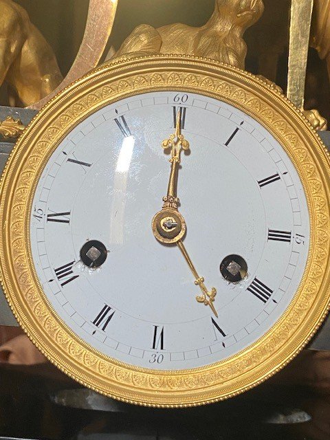 Empire Clock Circa 1810 In Gilt And Patinated Bronze-photo-3