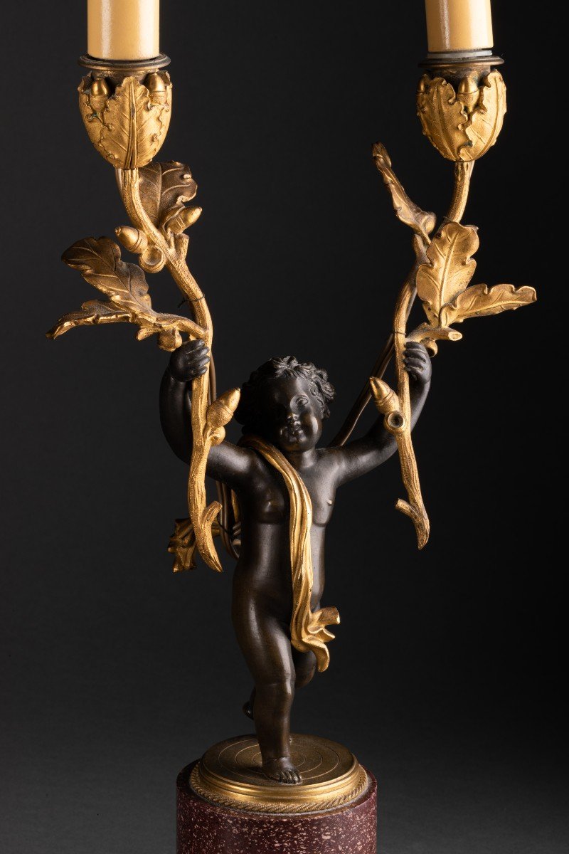 Garniture De Cheminé En Bronze Doré Et Patiné, Napoléon III, Paris-photo-2