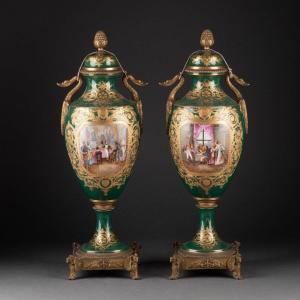 Pair Of 19th Century Empire Style Sèvres Vases