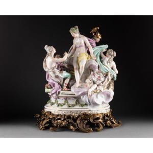 Porcelain Group On A Louis XV Style Gilt Bronze Base