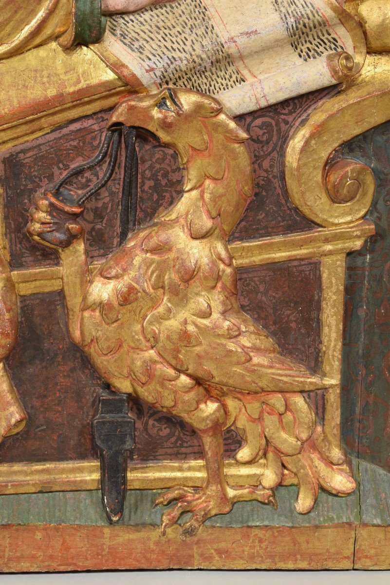 Reliefs, Saint Jean Et Saint Matthieu. Bois Polychrome. Peut-être  école De Burgos, XV Siècle.-photo-4