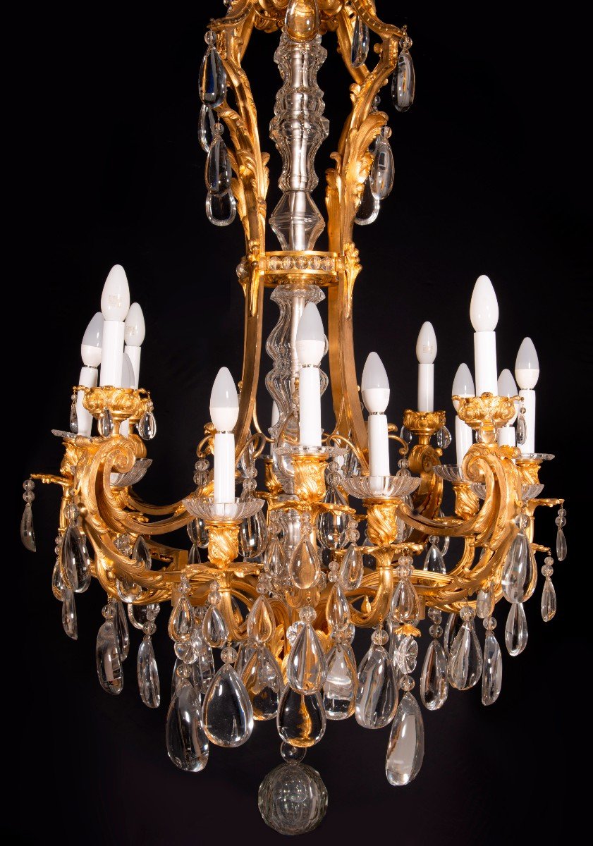 Lustre Ou Plafonnier De Style Louis XVI. Bronze, Verre. France, XIXe Siècle.-photo-4