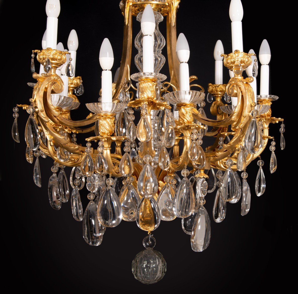 Lustre Ou Plafonnier De Style Louis XVI. Bronze, Verre. France, XIXe Siècle.-photo-1