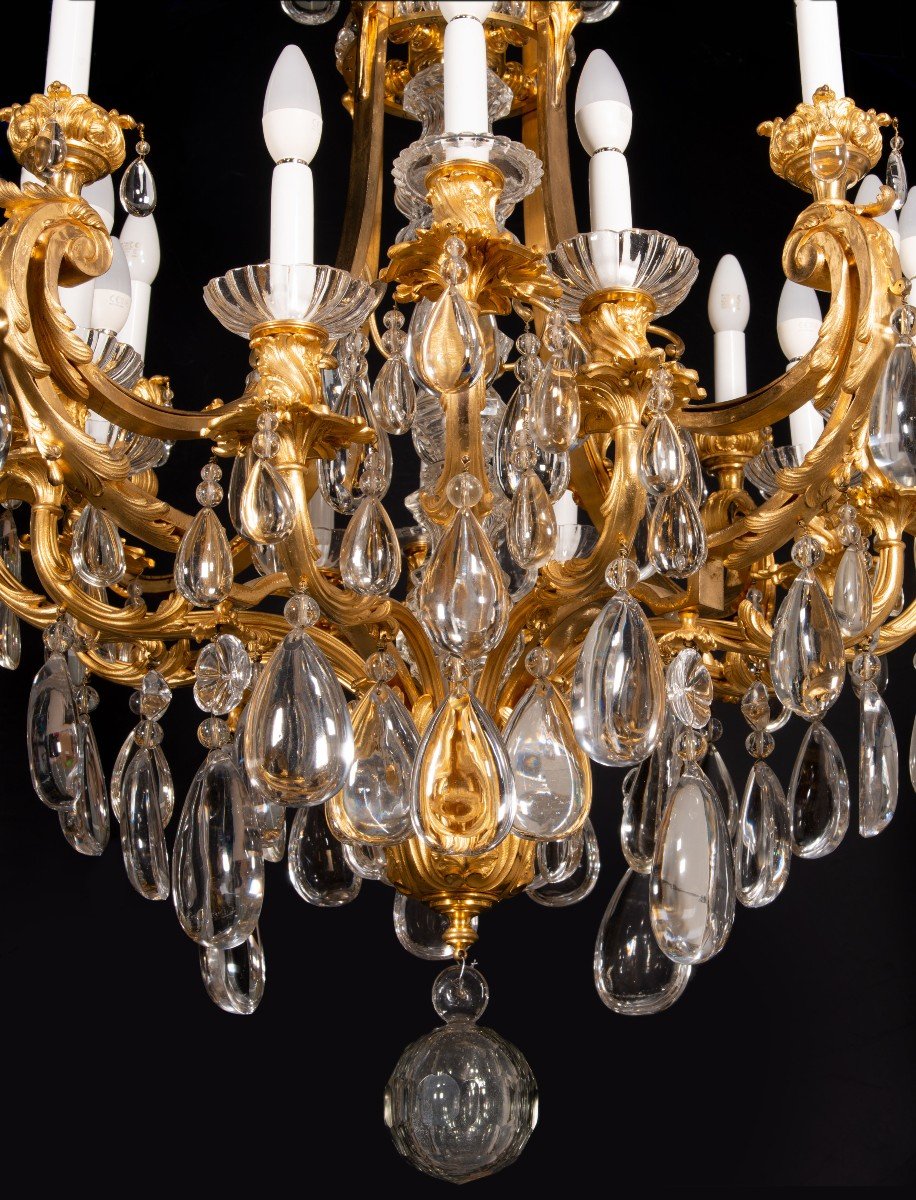 Lustre Ou Plafonnier De Style Louis XVI. Bronze, Verre. France, XIXe Siècle.-photo-2