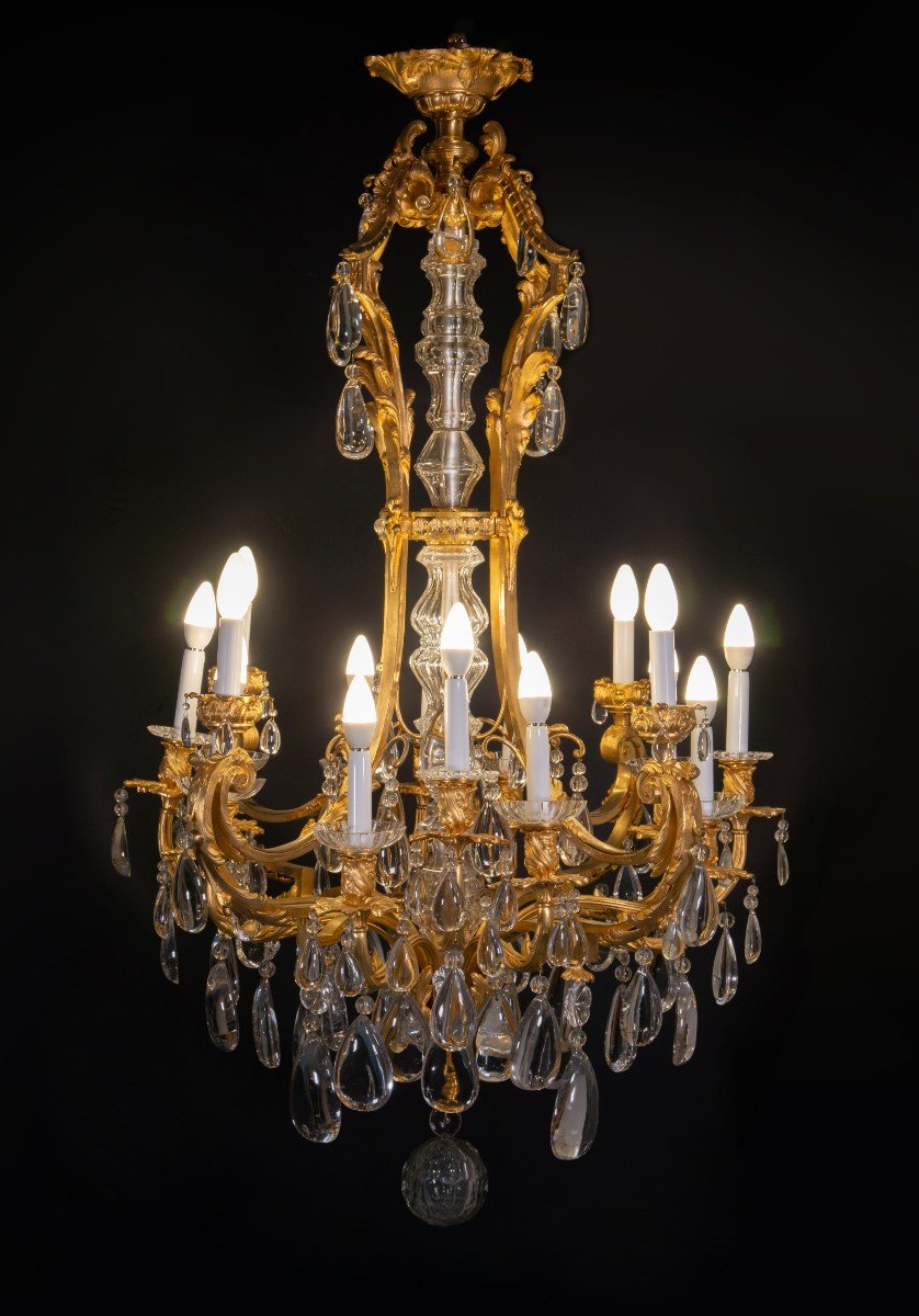Lustre Ou Plafonnier De Style Louis XVI. Bronze, Verre. France, XIXe Siècle.-photo-7