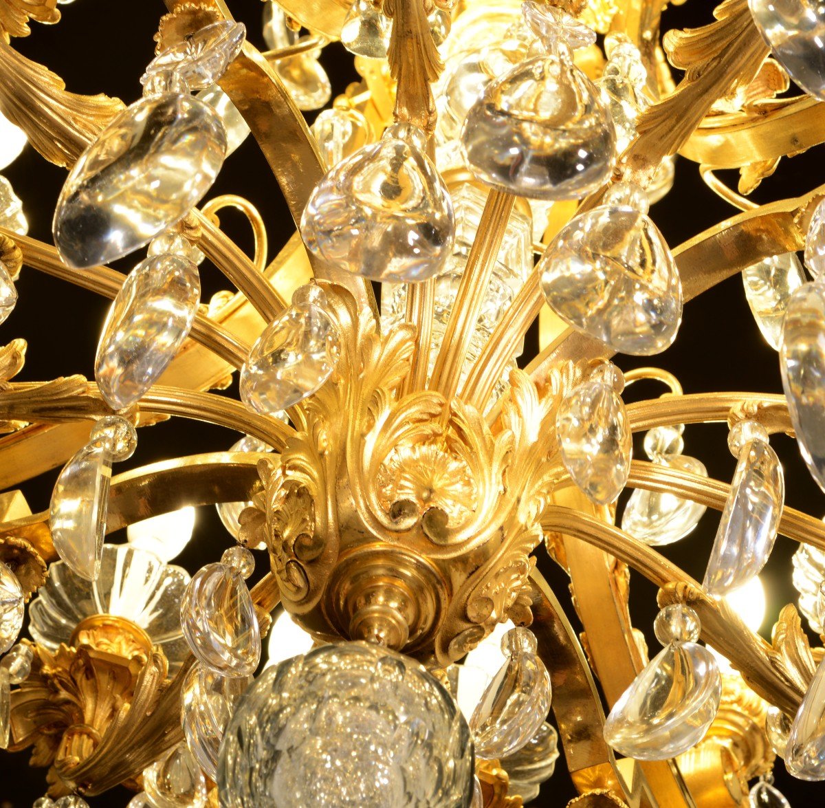 Lustre Ou Plafonnier De Style Louis XVI. Bronze, Verre. France, XIXe Siècle.-photo-8