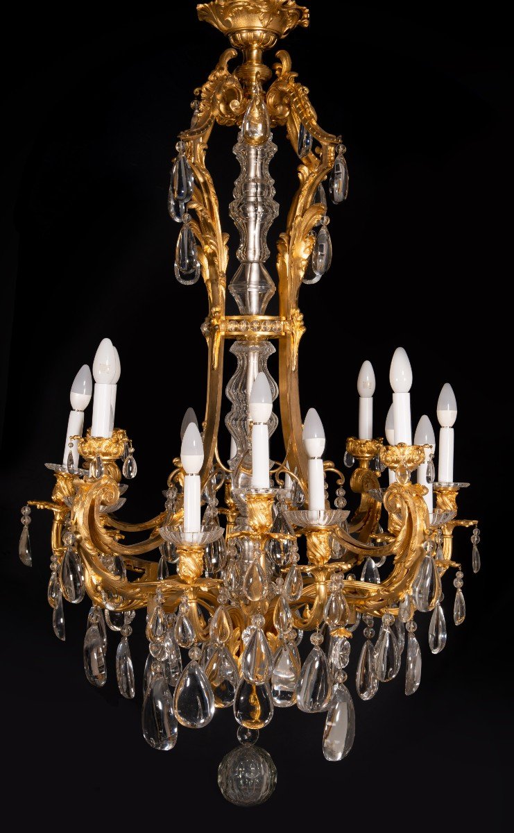 Lustre Ou Plafonnier De Style Louis XVI. Bronze, Verre. France, XIXe Siècle.