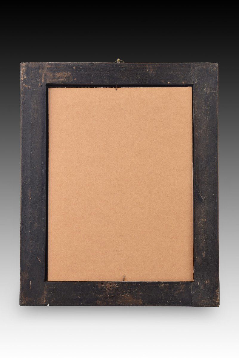 Cercle De Van De Kasteele, Frans  "vierge Avec Anges Et Saints.” Oil On Copper. Ebony Frame-photo-2