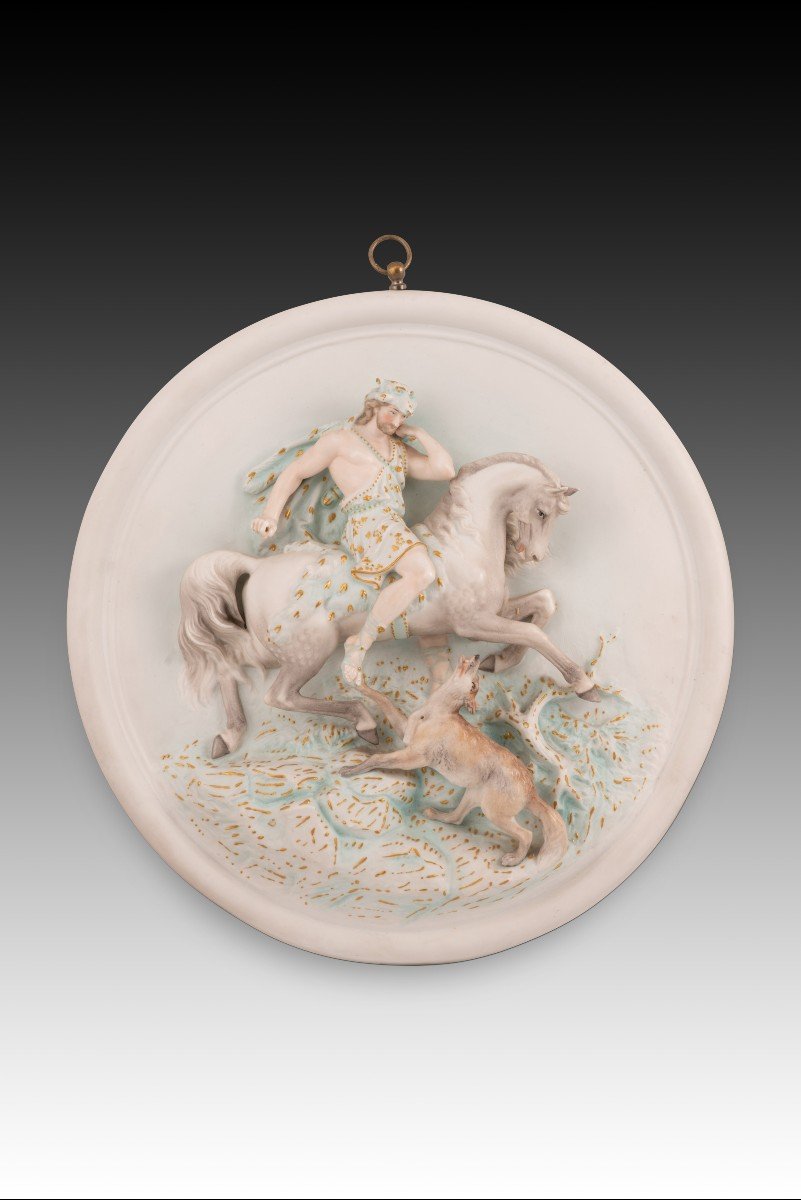 Hunters, Pair Of Panels. Porcelain. Probably Germany, 19th Century. -photo-3