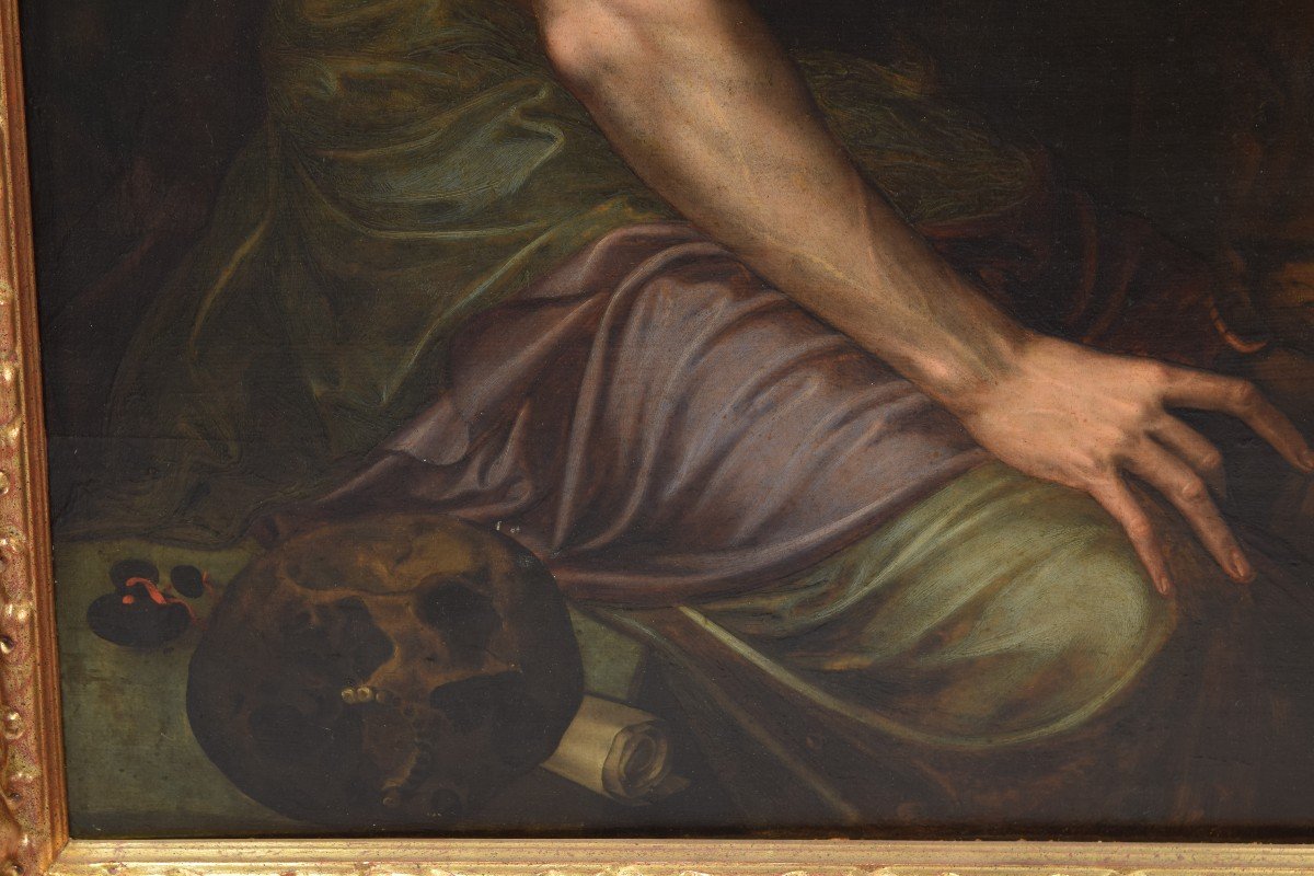 Saint Jerome. Oil On Panel With Slats. Surroundings Of The Key, Willem. 16th Century. -photo-3