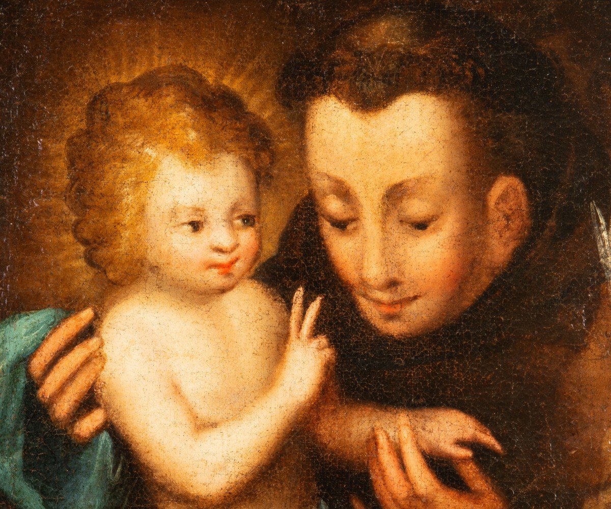 Saint Anthony Of Padua With The Child Jesus. Oil On Canvas. Spanish School, 18th Century.  -photo-3