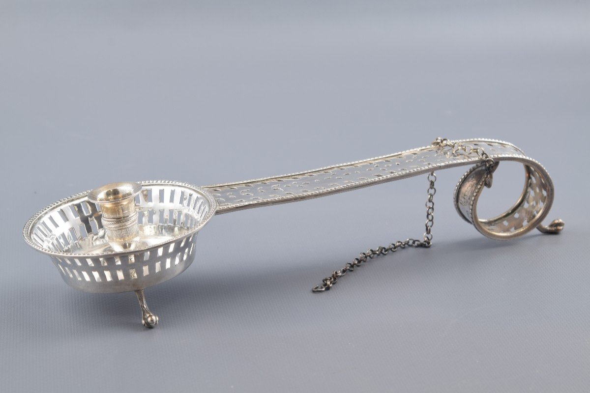 Candlestick With Chain. In Silver. Francesc. P. Arquer, Barcelona, Spain, Circa 1825. -photo-2