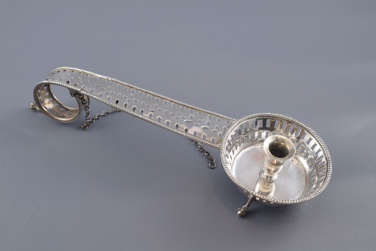 Candlestick With Chain. In Silver. Francesc. P. Arquer, Barcelona, Spain, Circa 1825. -photo-3