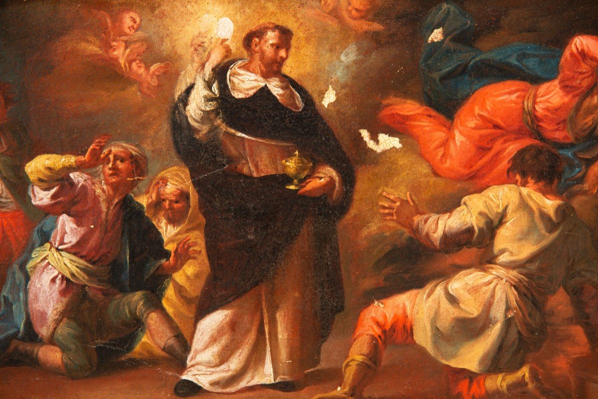 Saint Dominique. Huile Sur Toile. école Espagnole, XVIIIe Siècle. -photo-2