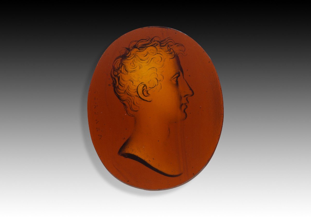 Camée Ou Intaille, Profil Masculin. Verre. Peut-être Italie, 19e Siècle. -photo-2