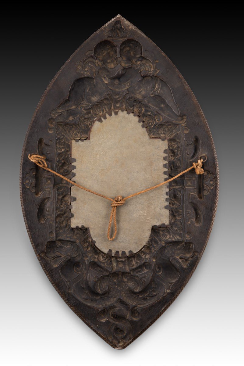 Mirror. Repoussé Metal, Glass. 19th Century.  -photo-4