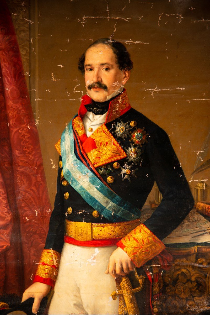 Portrait De Fernando Fernandez De Cordoba Et Valcarcel. Huile Sur Toile. école Espagnole, 19e S-photo-2