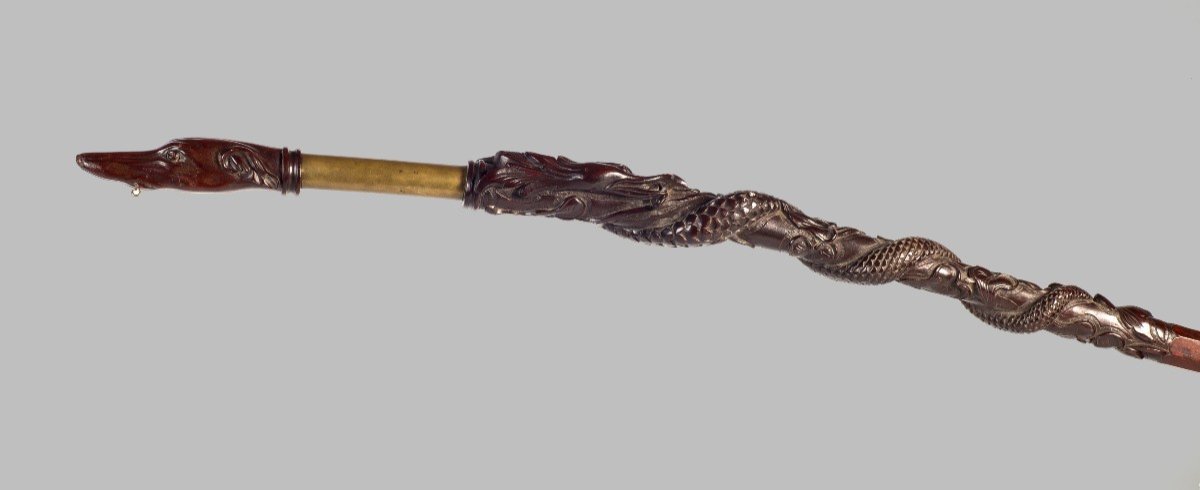 Gouvernail De Bateau Oriental. Bois, metal. Fin Du XVIIIe - Début Du XIXe Siècle.  