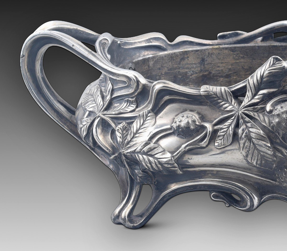  Art Nouveau Centrepiece Gold Planter. Tin, Metal. Victor Saglier, Circa Late 19th Century. -photo-2