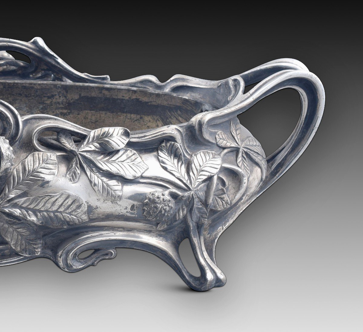  Art Nouveau Centrepiece Gold Planter. Tin, Metal. Victor Saglier, Circa Late 19th Century. -photo-4