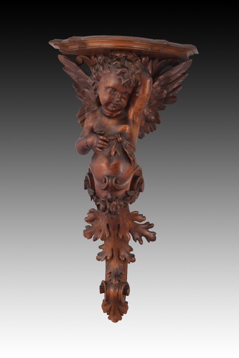 Pair Of Carved Wooden Corbels. Venice, 19th Century.  -photo-3