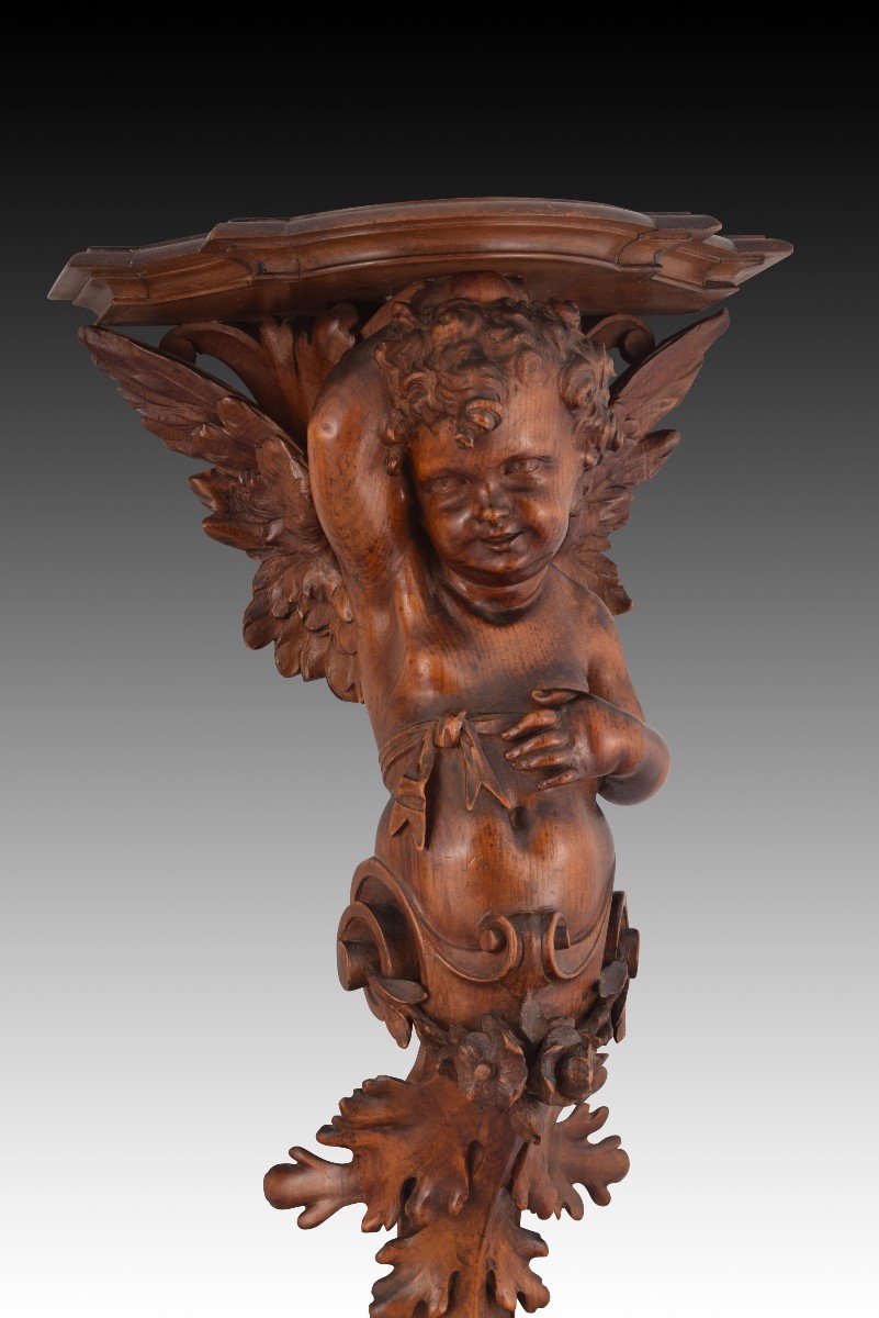 Pair Of Carved Wooden Corbels. Venice, 19th Century.  -photo-4