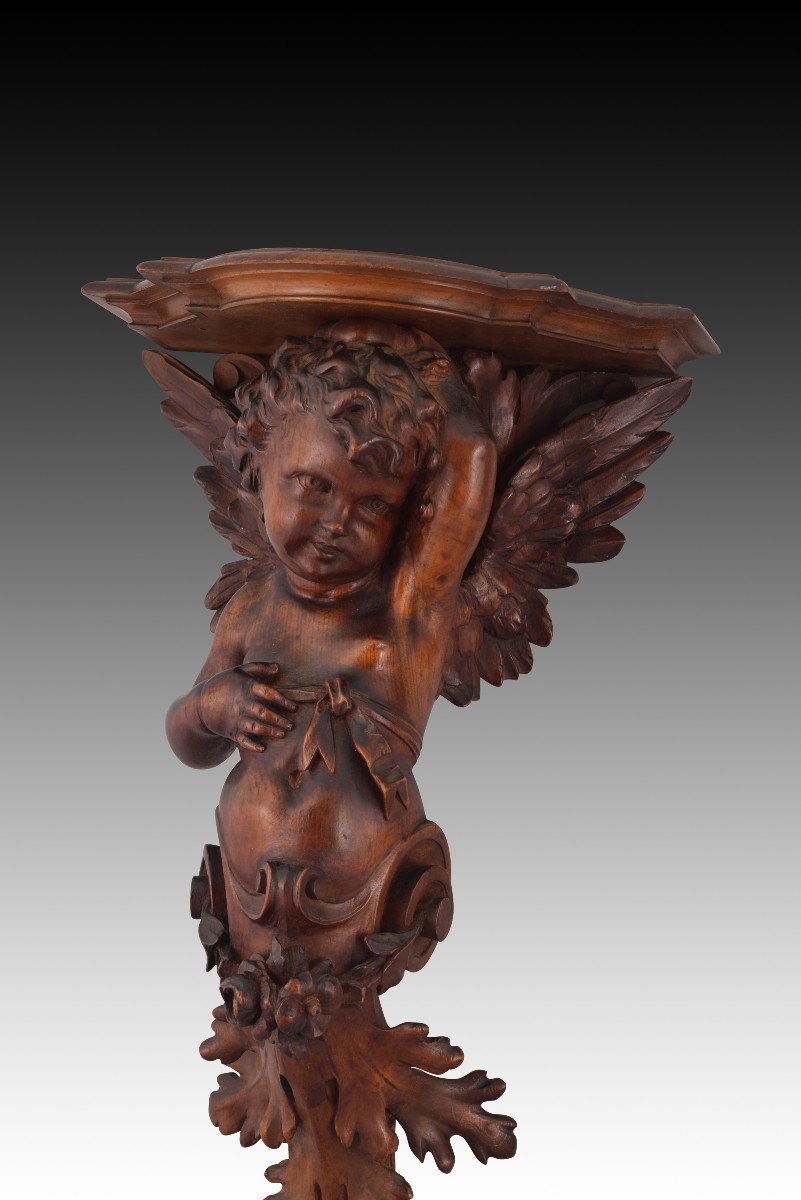 Pair Of Carved Wooden Corbels. Venice, 19th Century.  -photo-1