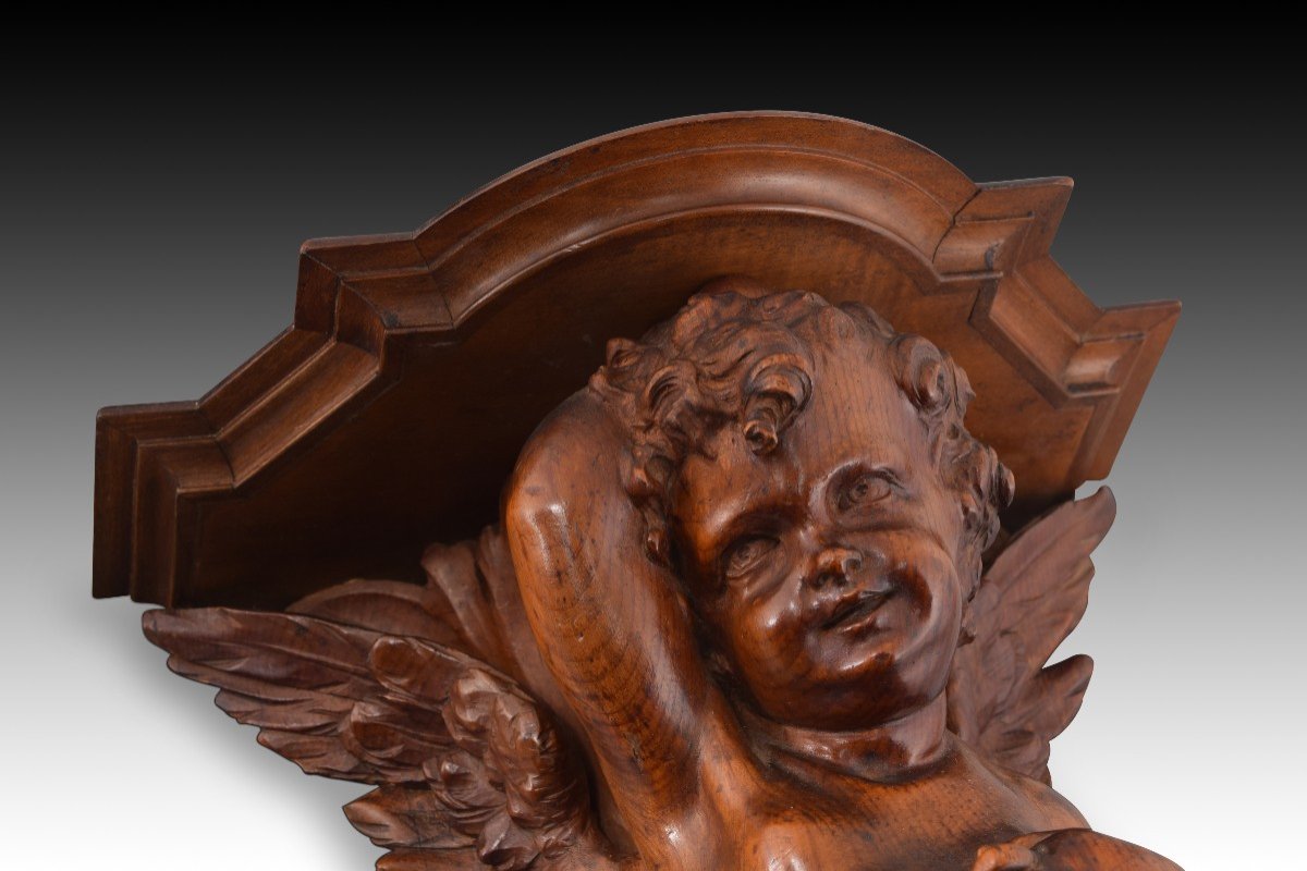 Pair Of Carved Wooden Corbels. Venice, 19th Century.  -photo-5