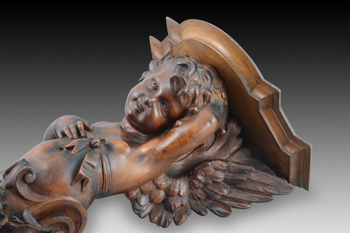 Pair Of Carved Wooden Corbels. Venice, 19th Century.  -photo-6