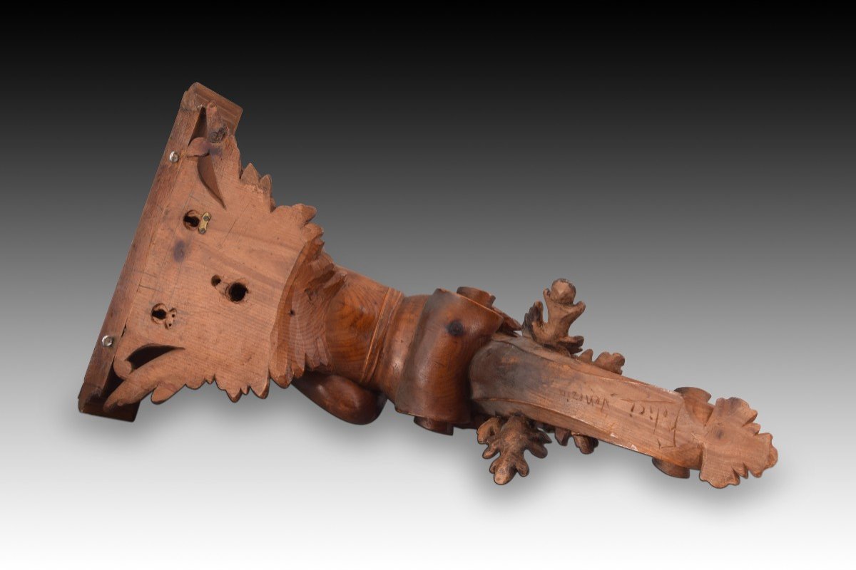 Pair Of Carved Wooden Corbels. Venice, 19th Century.  -photo-7