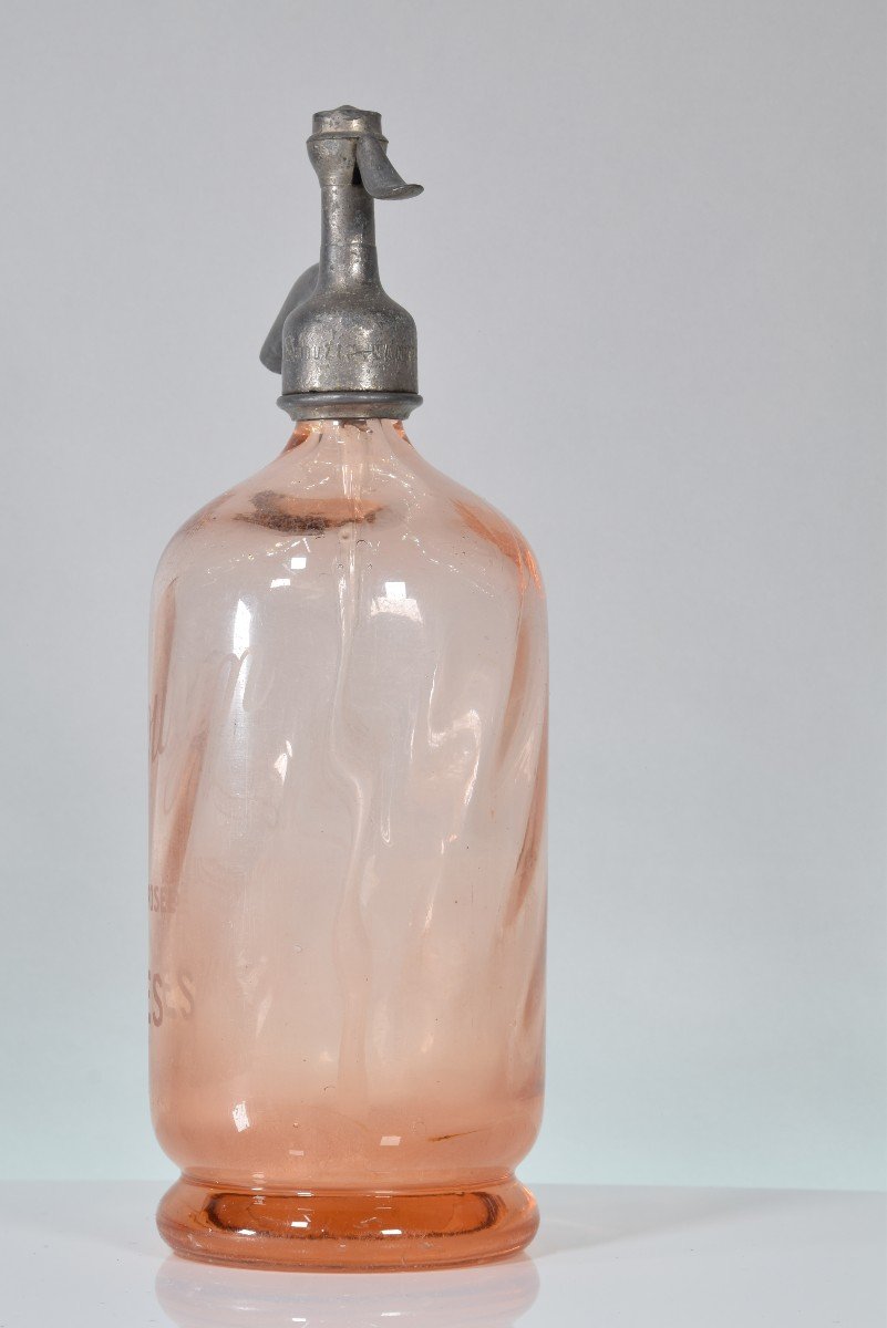 Siphon ; E. Limouzin, Nantes. Verre, Métal. France, Vers 1920. -photo-2