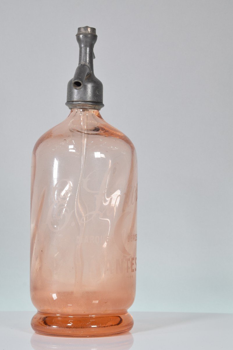 Siphon ; E. Limouzin, Nantes. Verre, Métal. France, Vers 1920. -photo-4