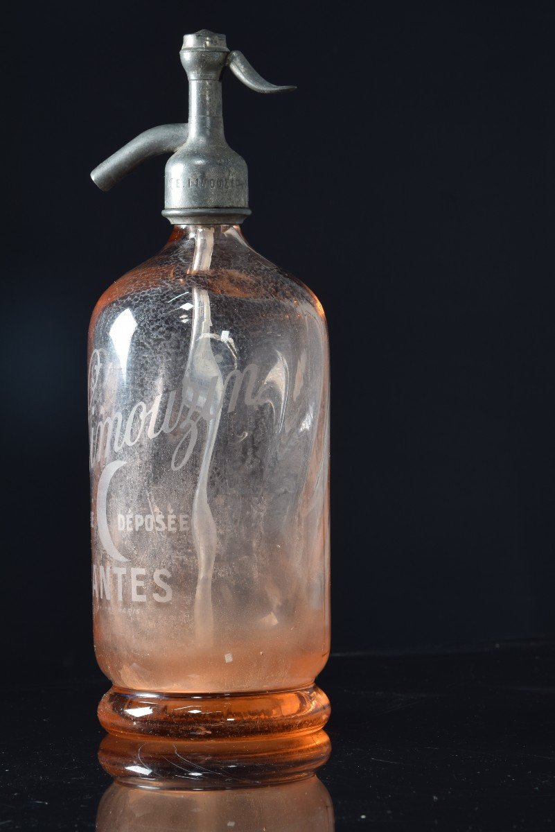 Siphon ; E. Limouzin, Nantes. Verre, Métal. France, Vers 1920. -photo-2