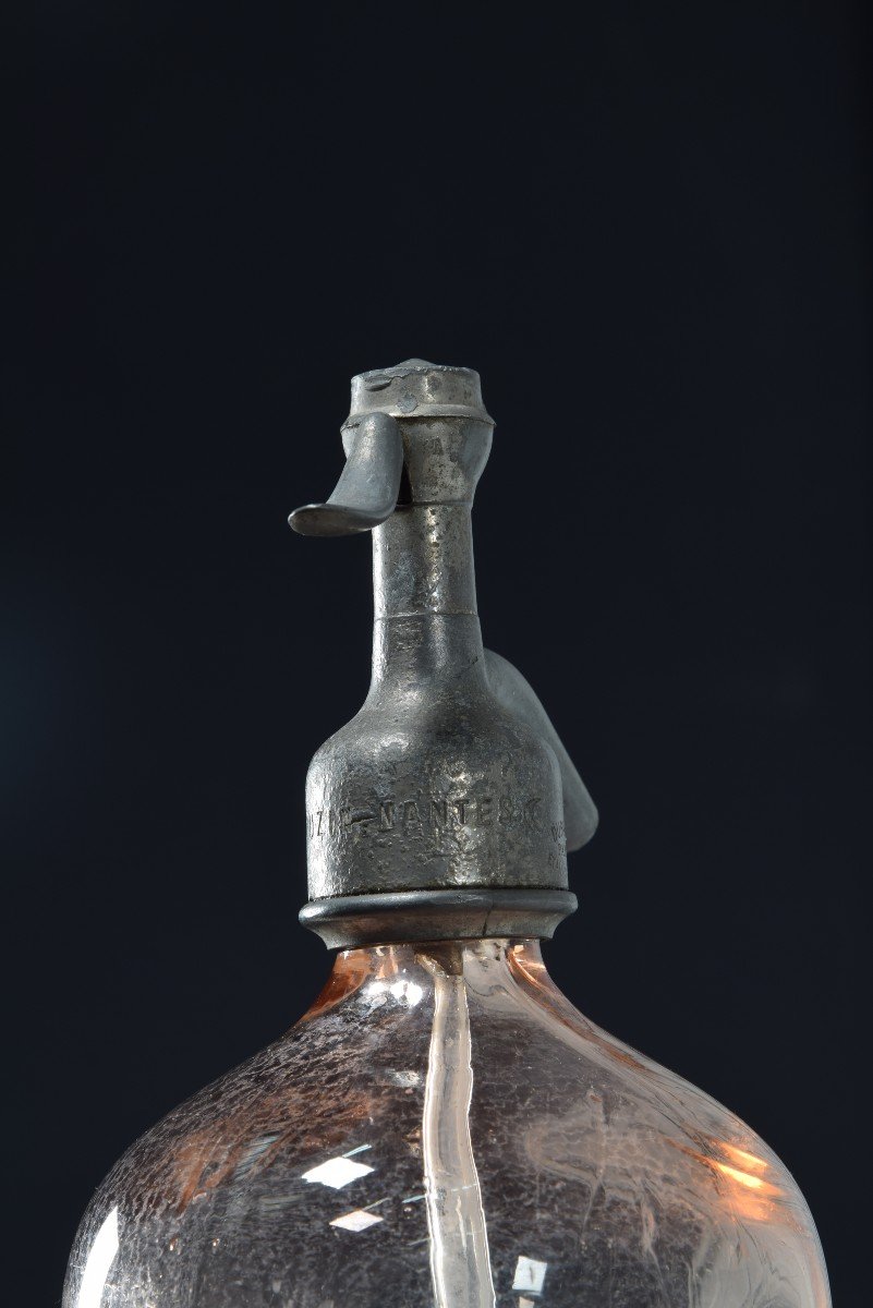 Siphon ; E. Limouzin, Nantes. Verre, Métal. France, Vers 1920. -photo-4