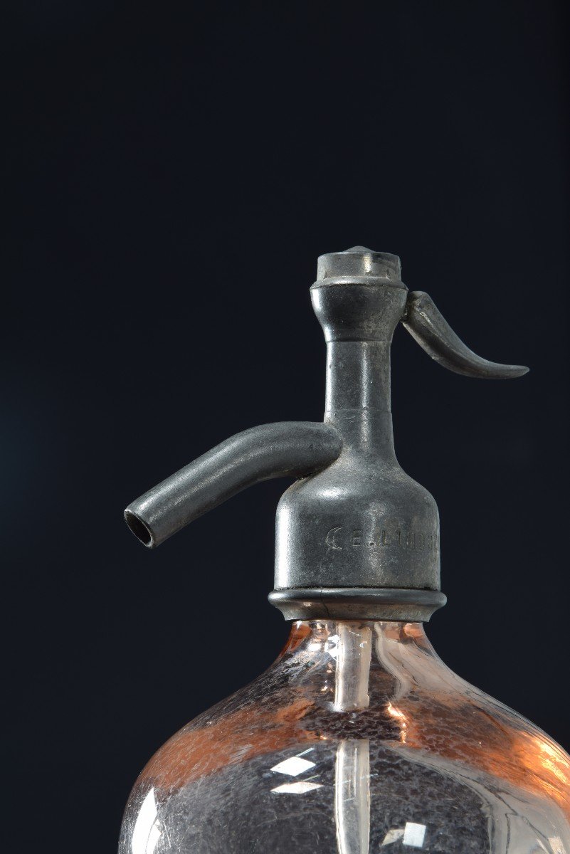 Siphon ; E. Limouzin, Nantes. Verre, Métal. France, Vers 1920. -photo-7