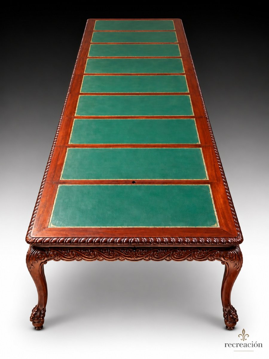 Table Extensible (6 Mètres). Bois d'Acajou, Métal, Cuir, Etc. Angleterre, Vers 1930. -photo-6