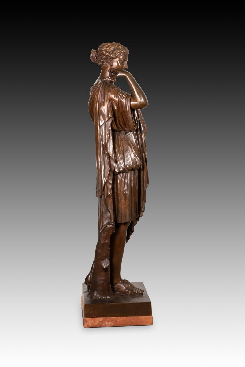  Diane De Gabies. Bronze, Marbre. Raingo Frères, France, Vers La Seconde Moitié Du XIXe Siècle.-photo-4