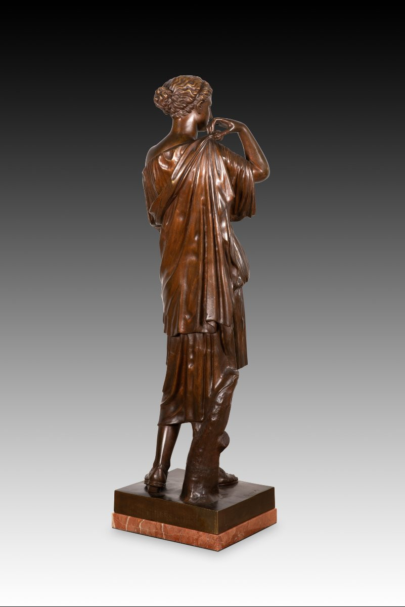  Diane De Gabies. Bronze, Marbre. Raingo Frères, France, Vers La Seconde Moitié Du XIXe Siècle.-photo-1