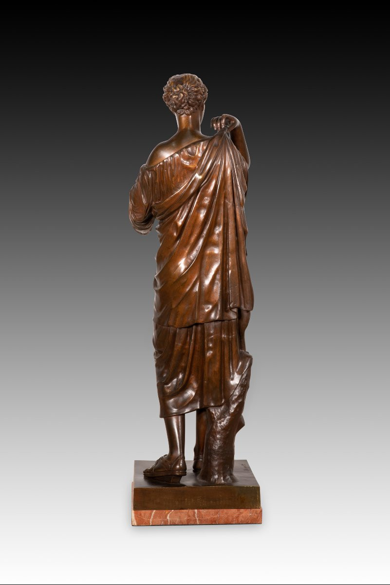  Diane De Gabies. Bronze, Marbre. Raingo Frères, France, Vers La Seconde Moitié Du XIXe Siècle.-photo-2