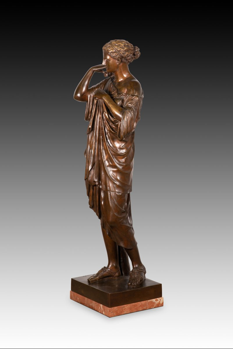  Diane De Gabies. Bronze, Marbre. Raingo Frères, France, Vers La Seconde Moitié Du XIXe Siècle.-photo-4