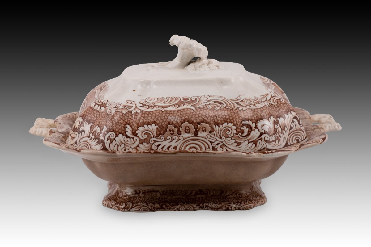 Vegetable Bowl With Lid, Morro Castle, Havana, Cuba. Earthenware. Sargadelos, 19th Century-photo-5