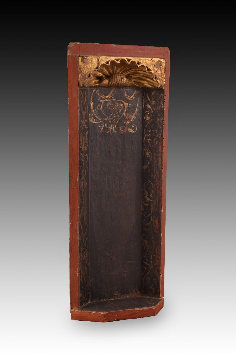 Niche. Bois Sculpté Et Polychrome. XVIe Siècle. -photo-3