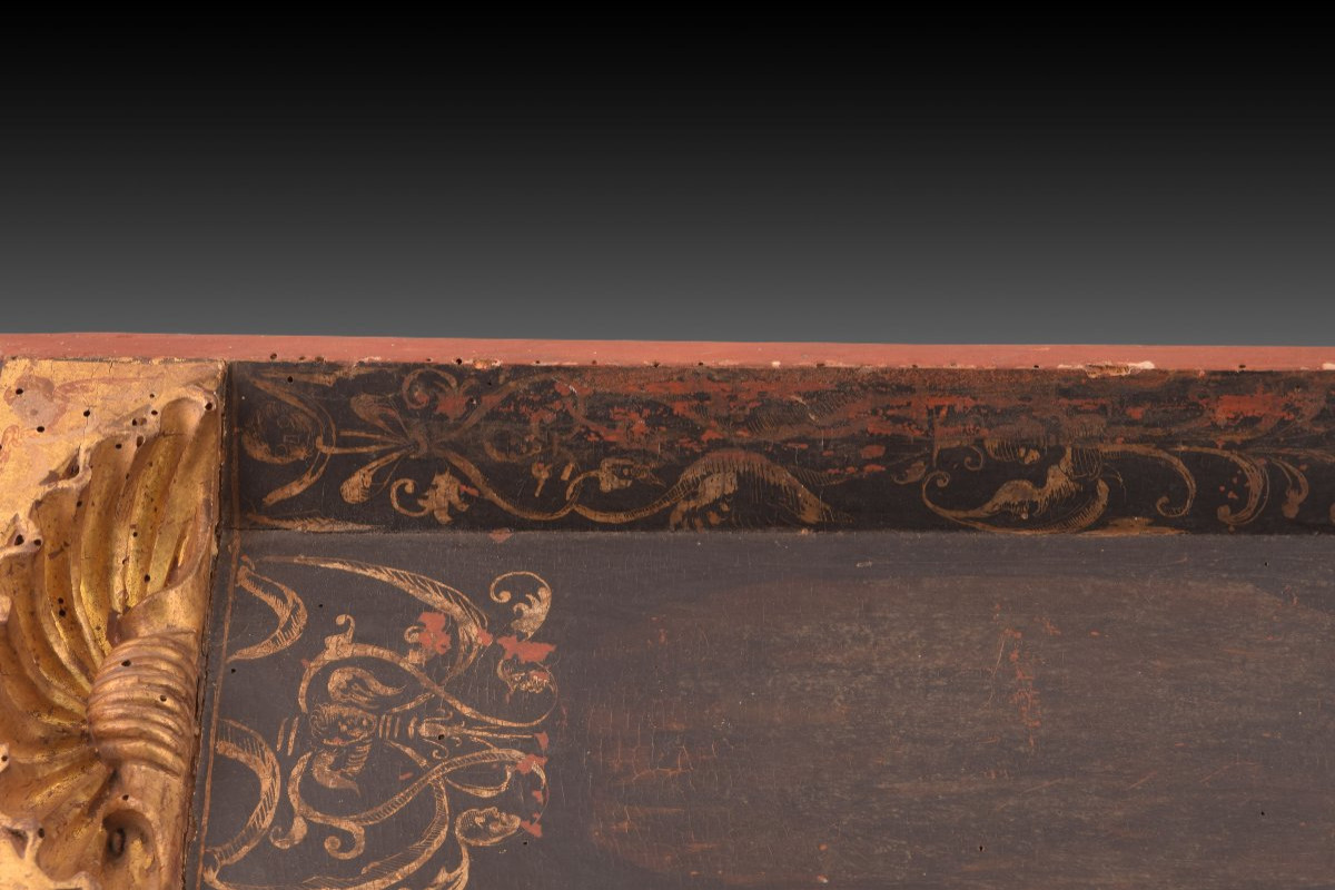 Niche. Bois Sculpté Et Polychrome. XVIe Siècle. -photo-3