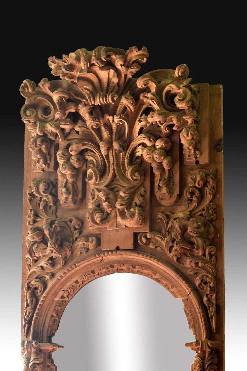 Paire De Niches. Bois De Pin Sculpté. XVIIe Siècle. -photo-4
