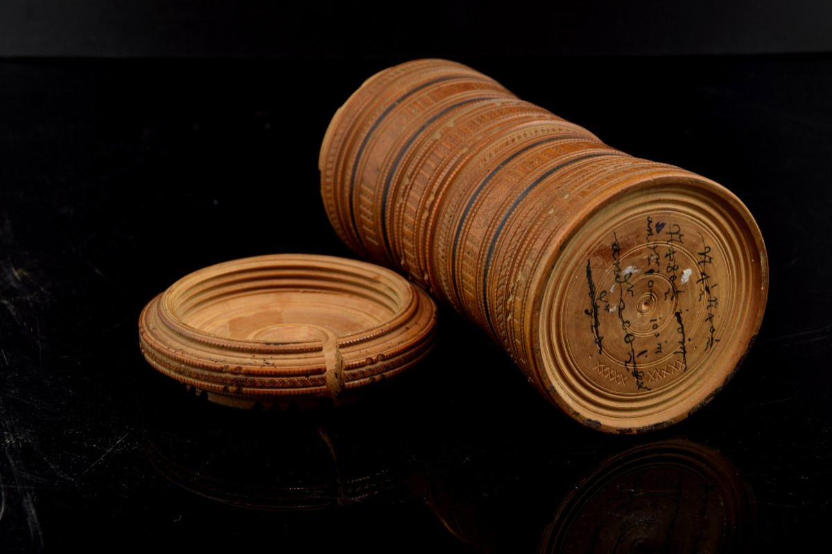  Boîte Cylindrique « Test De Tourneur », 17e-18e Siècle.-photo-2