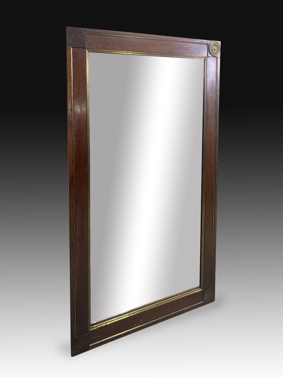 Miroir. Bois De Pin Plaqué Acajou, Métal. France, XIXe Siècle. 