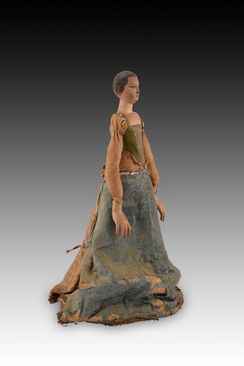 Vierge De Vestir Ou Sainte. Bois Sculpté Et Polychrome, Etc. école Espagnole, XVIIe Siècle Et D-photo-3