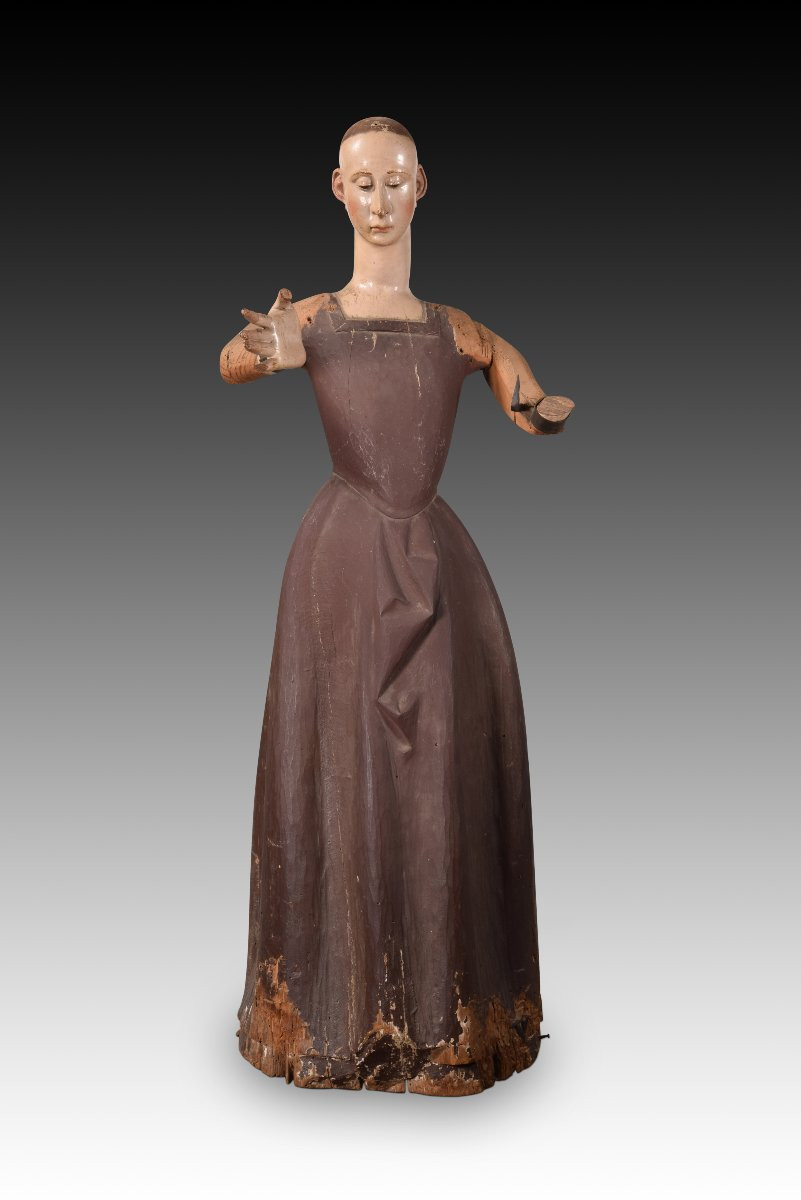 Robe Vierge. Bois, Métal. école Espagnole, 17e Siècle.-photo-3