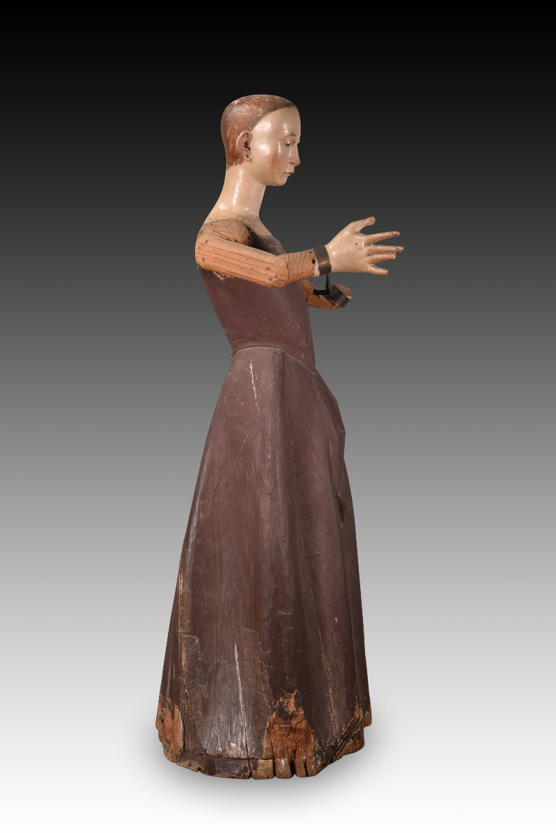 Robe Vierge. Bois, Métal. école Espagnole, 17e Siècle.-photo-4